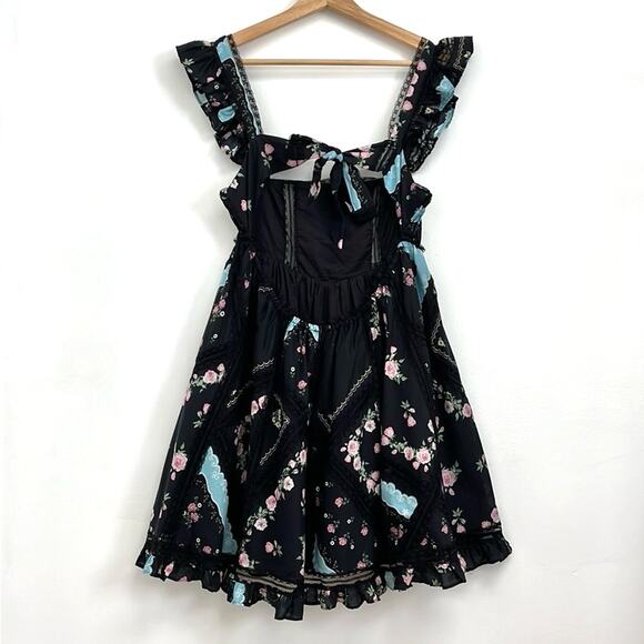 For Love & Lemons Leanne Lace Ruffles Open Back Babydoll Mini Dress - Small - Picture 3 of 14